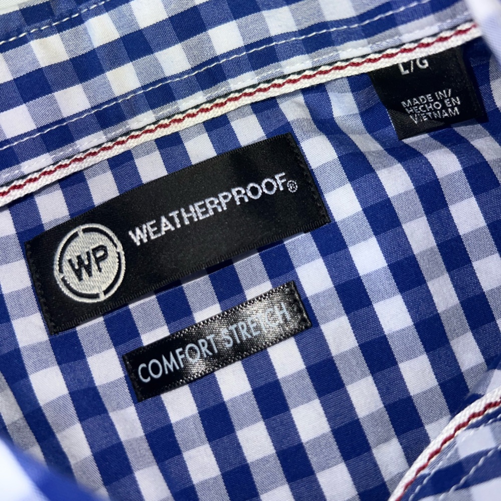 Weatherproof Men's Navy and White Plaid Shirt